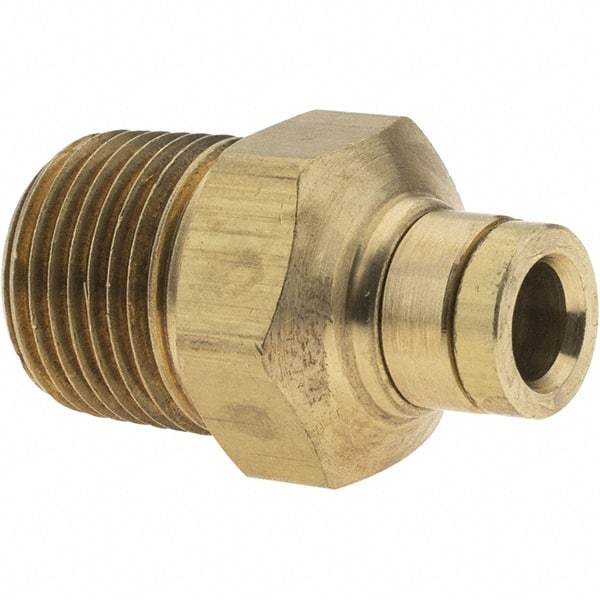 Parker - 1/4" Outside Diam, 3/8 NPT, Metal Push-to-Connect Tube Male Connector - 250 Max psi, Tube to Male NPT Connection, Buna-N O-Ring - Benchmark Tooling