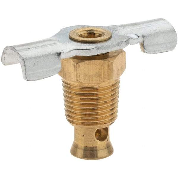 Value Collection - 1/8" Pipe, External Seat Drain Cock & Shutoff Valve - 1/8 Thread, 150 Max psi, 1-1/8" Long - Benchmark Tooling