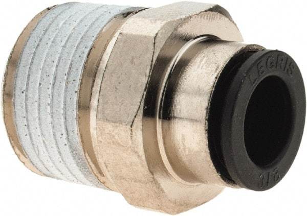 Parker - 3/8" Outside Diam, 1/2 NPT, Nickel Plated Brass Push-to-Connect Tube Male Connector - 290 Max psi - Benchmark Tooling