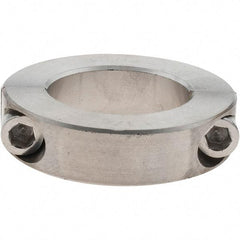 Value Collection - 1-1/4" Bore, Stainless Steel, Two Piece Shaft Collar - 2-1/16" Outside Diam, 1/2" Wide - Benchmark Tooling
