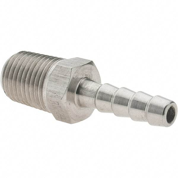 Value Collection - 1/4 MNPT Thread Barb x NPT Hose Insert - 1/4" ID Hose, Stainless Steel - Benchmark Tooling