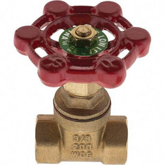 Value Collection - 3/8" Pipe, FNPT x FNPT Bronze Solid Wedge Gate Valve - 200 WOG, 125 WSP, For Use with Plumbing Application - Benchmark Tooling