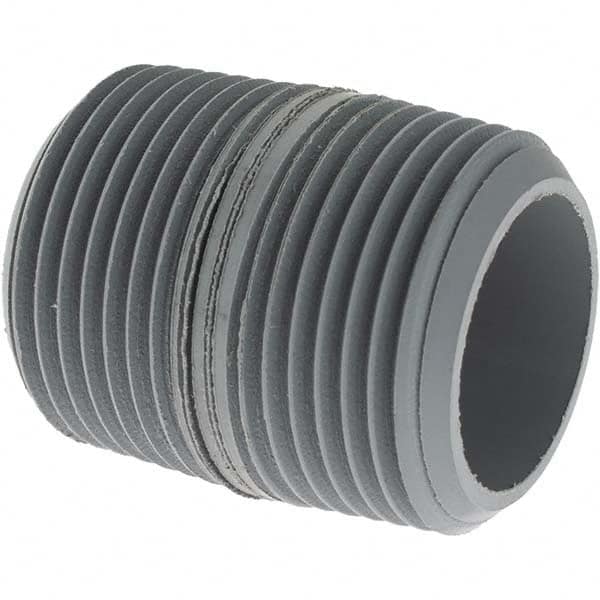 Value Collection - 1" Pipe, 1-1/2" Long CPVC Threaded Plastic Pipe Nipple - Gray - Benchmark Tooling