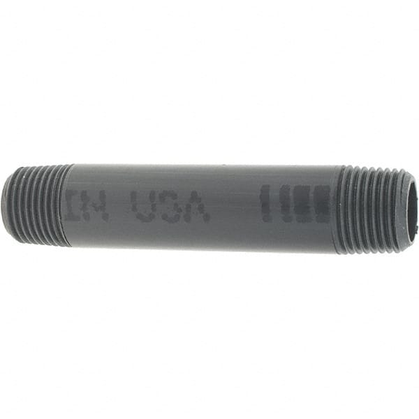 Value Collection - 1/2" Pipe, 4" Long PVC Threaded Plastic Pipe Nipple - Gray - Benchmark Tooling