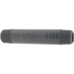 Value Collection - 1/2" Pipe, 4" Long PVC Threaded Plastic Pipe Nipple - Gray - Benchmark Tooling