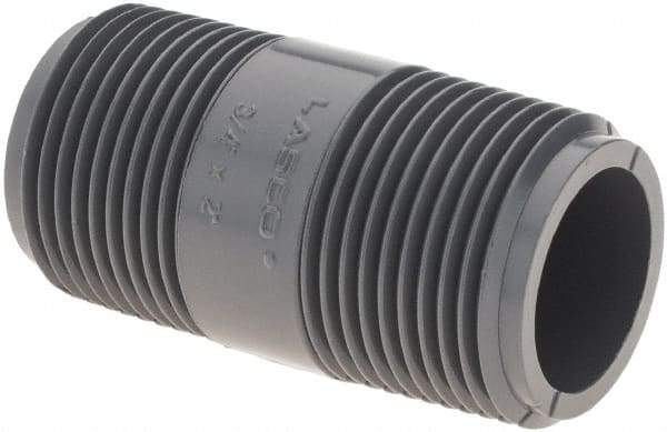 Value Collection - 3/4" Pipe, 1-1/2" Long PVC Threaded Plastic Pipe Nipple - Gray - Benchmark Tooling