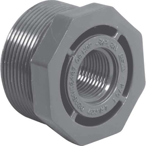 Value Collection - 1-1/2 x 1-1/4" PVC Plastic Pipe Bushing - MIPT x FIPT End Connections - Benchmark Tooling