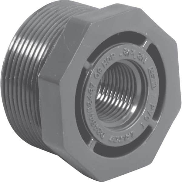 Value Collection - 1-1/2 x 1/2" PVC Plastic Pipe Bushing - MIPT x FIPT End Connections - Benchmark Tooling