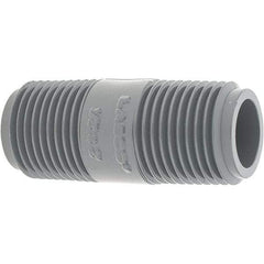 Value Collection - 1/2" Pipe, 2" Long PVC Threaded Plastic Pipe Nipple - Gray - Benchmark Tooling