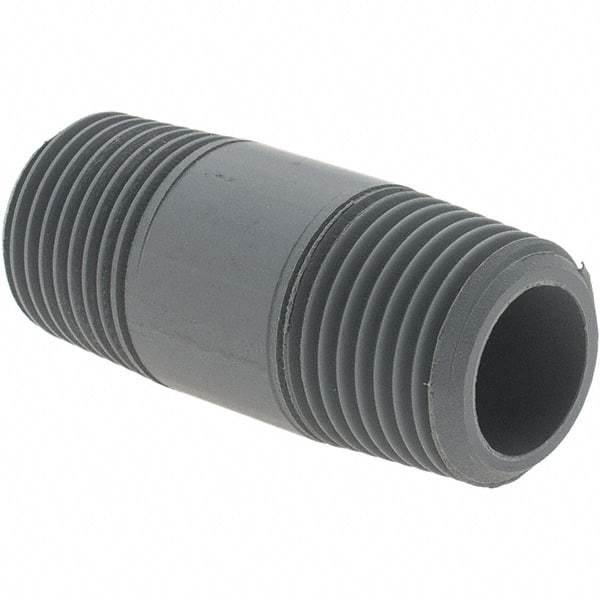 Value Collection - 1/2" Pipe, 2" Long CPVC Threaded Plastic Pipe Nipple - Gray - Benchmark Tooling