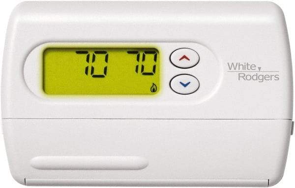 White-Rodgers - 45 to 90°F, 1 Heat, 1 Cool, Digital Nonprogrammable Heat Pump Thermostat - 0 to 30 Volts, Horizontal Mount, Push Button Switch - Benchmark Tooling