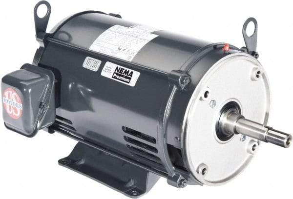 US Motors - 1 hp, ODP Enclosure, No Thermal Protection, 1,740 RPM, 208-230/460 Volt, 60 Hz, Three Phase Energy Efficient Motor - Size 143 Frame, Rigid Mount, 1 Speed, Ball Bearings, 3.1-3/1.5 Full Load Amps, F Class Insulation, CCW Lead End - Benchmark Tooling