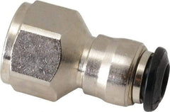 Alpha Technologies - 6mm Outside Diam, 1/4 BSPP, Nickel Plated Brass Push-to-Connect Tube Female Connector - 250 Max psi, Tube to Female BSPP Connection, Buna O-Ring - Benchmark Tooling