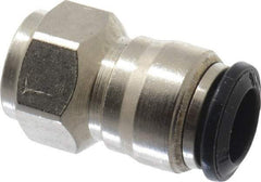Alpha Technologies - 8mm Outside Diam, 1/8 BSPP, Nickel Plated Brass Push-to-Connect Tube Female Connector - 250 Max psi, Tube to Female BSPP Connection, Buna O-Ring - Benchmark Tooling