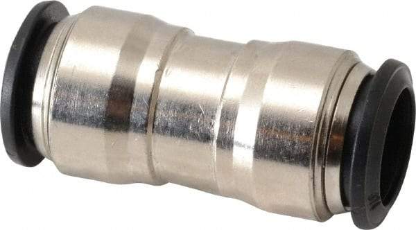 Alpha Technologies - 14mm Outside Diam, Nickel Plated Brass Push-to-Connect Tube Union - 250 Max psi, Tube to Tube Connection, Buna O-Ring - Benchmark Tooling