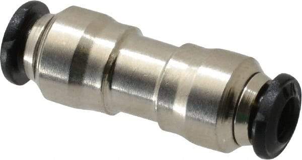 Alpha Technologies - 3mm Outside Diam, Nickel Plated Brass Push-to-Connect Tube Union - 250 Max psi, Tube to Tube Connection, Buna O-Ring - Benchmark Tooling