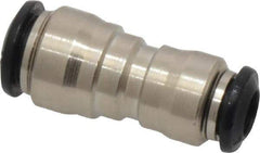 Alpha Technologies - 8 x 6mm Outside Diam, Nickel Plated Brass Push-to-Connect Tube Union - 250 Max psi, Tube to Tube Connection, Buna O-Ring - Benchmark Tooling