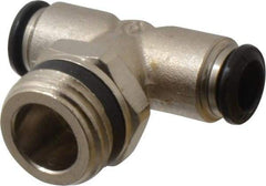 Alpha Technologies - 8mm Outside Diam, 1/2 Universal, Nickel Plated Brass Push-to-Connect Tube Male Swivel Branch Tee - 250 Max psi, Tube to Universal Thread Connection, Buna O-Ring - Benchmark Tooling