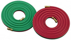 Parker - 3/8" Inside x 0.656" Outside Diam, Grade R Welding Hose - Green & Red, 25' Long, Twin Style, 200 psi Working Pressure - Benchmark Tooling