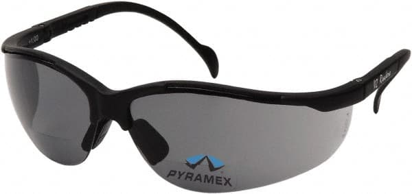 PYRAMEX - +2.5, Gray Lenses, Scratch Resistant, Framed Dual Lens Magnifying Safety Glasses - Benchmark Tooling