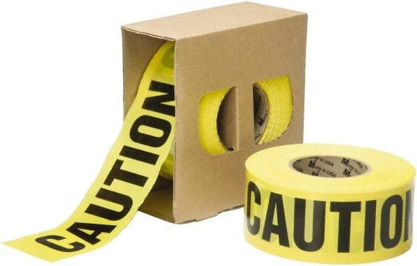 Ability One - 1,000' Long x 3" Wide Roll, Polyethylene, Black & Yellow Barricade Tape - Message: CAUTION - Benchmark Tooling