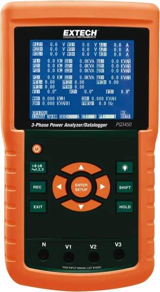 Extech - 3 Phase, 600 VAC, 200 to 3,000 Amp Capability, 45 to 65 Hz Calibration, LCD Display Power Meter - 0.5% Current Accuracy, 0.5% Voltage Accuracy - Benchmark Tooling