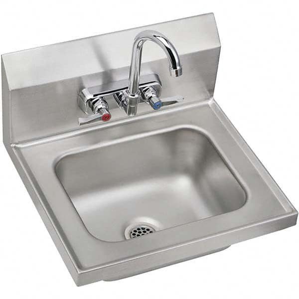 ELKAY - Stainless Steel Sinks Type: Hand Sink Wall Mount w/Manual Faucet Outside Length: 16-3/4 (Inch) - Benchmark Tooling