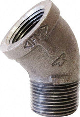 Made in USA - Size 1", Class 150, Malleable Iron Black Pipe 45° Street Elbow - 300 psi, Threaded (NPT) End Connection - Benchmark Tooling