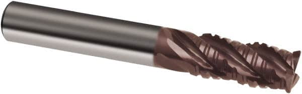 Guhring - 3/8", 1-3/4" LOC, 3/8" Shank Diam, 4" OAL, 4 Flute, Solid Carbide Square End Mill - Single End, Nano-A Finish, Spiral Flute, 36/38° Helix, Centercutting, Right Hand Cut, Right Hand Flute, Series 4262 - Benchmark Tooling