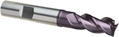 Guhring - 1/8", 1/4" LOC, 1/8" Shank Diam, 2" OAL, 3 Flute, Solid Carbide Square End Mill - Single End, FIREX Finish, Spiral Flute, 41/43/45° Helix, Centercutting, Right Hand Cut, Right Hand Flute, Series 4255 - Benchmark Tooling