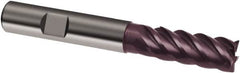 Guhring - 12mm, 26mm LOC, 12mm Shank Diam, 83mm OAL, 5 Flute, Solid Carbide Square End Mill - Single End, FIREX Finish, Spiral Flute, 45° Helix, Centercutting, Right Hand Cut, Right Hand Flute, Series 6710 - Benchmark Tooling