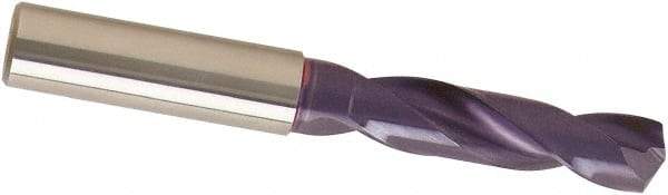 Guhring - 3.3mm 140° Spiral Flute Solid Carbide Screw Machine Drill Bit - nano-A Finish, Right Hand Cut, 20mm Flute Length, 62mm OAL, SU Point, Straight Shank - Benchmark Tooling