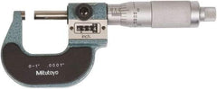 Mitutoyo - 0 to 1 Inch Range, Standard Throat, Electronic Outside Micrometer - 0.0001 Inch Accuracy, Friction Thimble, Rotating Spindle, Includes NIST Traceability Certification - Benchmark Tooling