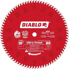 Freud - 10" Diam, 5/8" Arbor Hole Diam, 80 Tooth Wet & Dry Cut Saw Blade - Carbide-Tipped, Standard Round Arbor - Benchmark Tooling