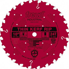 Freud - 10" Diam, 5/8" Arbor Hole Diam, 24 Tooth Wet & Dry Cut Saw Blade - Carbide-Tipped, Standard Round Arbor - Benchmark Tooling