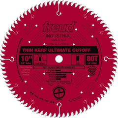 Freud - 10" Diam, 5/8" Arbor Hole Diam, 80 Tooth Wet & Dry Cut Saw Blade - Carbide-Tipped, Standard Round Arbor - Benchmark Tooling