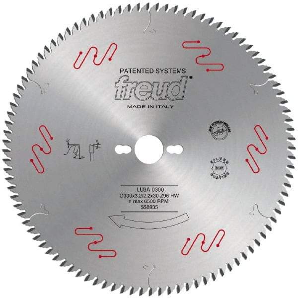 Freud - 300mm Diam, 1" Arbor Hole Diam, 96 Tooth Wet & Dry Cut Saw Blade - Carbide-Tipped, Standard Round Arbor - Benchmark Tooling