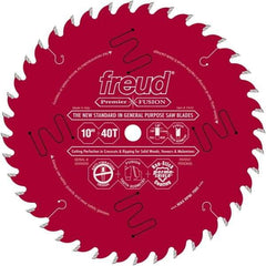 Freud - 10" Diam, 5/8" Arbor Hole Diam, 40 Tooth Wet & Dry Cut Saw Blade - Carbide-Tipped, Standard Round Arbor - Benchmark Tooling