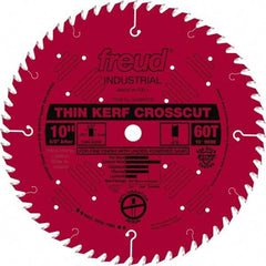 Freud - 10" Diam, 5/8" Arbor Hole Diam, 60 Tooth Wet & Dry Cut Saw Blade - Carbide-Tipped, Standard Round Arbor - Benchmark Tooling