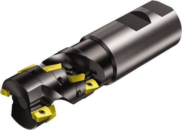 Sandvik Coromant - 1-1/2" Cut Diam, 2.13" Max Depth of Cut, 1-1/2" Shank Diam, 5.418" OAL, Indexable Square Shoulder End Mill - Multiple Insert Styles, Weldon Shank, 90° Lead Angle, Series CoroMill 390 - Benchmark Tooling