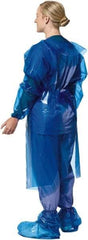 PolyConversions - 4 mil Thick Chemical Resistant Coat Apron - Polyolefin, Blue - Benchmark Tooling