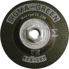 Rex Cut Product - 36 Grit, 4-1/2" Wheel Diam, Type 27 Depressed Center Wheel - Zirconia Alumina/Aluminum Oxide Blend - Benchmark Tooling