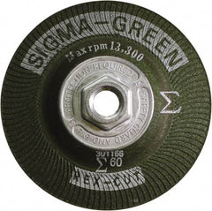 Rex Cut Product - 60 Grit, 4-1/2" Wheel Diam, Type 27 Depressed Center Wheel - Zirconia Alumina/Aluminum Oxide Blend - Benchmark Tooling