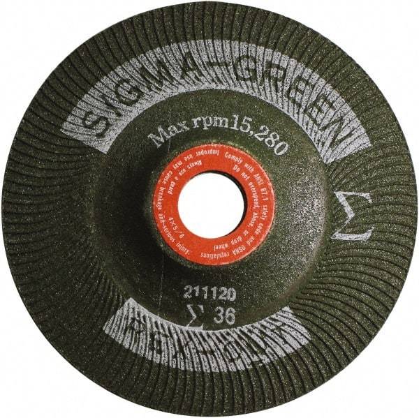 Rex Cut Product - 36 Grit, 4" Wheel Diam, 5/8" Arbor Hole, Type 27 Depressed Center Wheel - Zirconia Alumina/Aluminum Oxide Blend - Benchmark Tooling