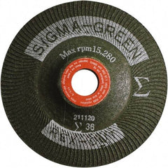 Rex Cut Product - 36 Grit, 4" Wheel Diam, 5/8" Arbor Hole, Type 27 Depressed Center Wheel - Zirconia Alumina/Aluminum Oxide Blend - Benchmark Tooling