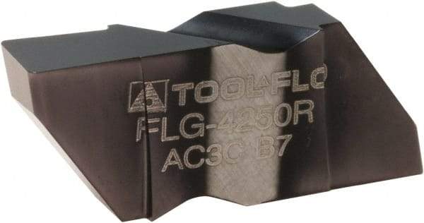 Tool-Flo - 4250FLG CB Grade AC50, 1/4" Cutting Width Carbide Grooving Insert - 1/4" Max Depth of Cut, Left Hand, 0.02 to 0.025" Corner Radius, AlTiN Finish - Benchmark Tooling