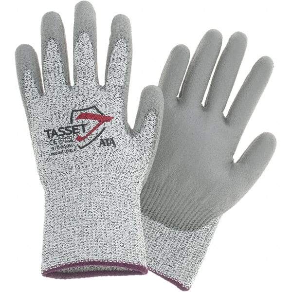Worldwide Protective Products - Size XS, ANSI Cut Lvl 3, Cut Resistant Gloves - Palm & Fingertips Coated, Gray/White - Benchmark Tooling