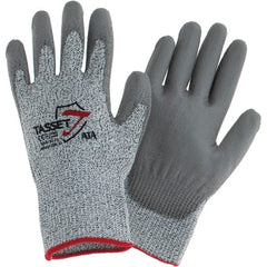 Cut & Abrasion-Resistant Gloves: Size S, ANSI Cut A3, Polyurethane, Kevlar & Dyneema Salt & Pepper, Palm & Fingertips Coated, ANSI Abrasion 3