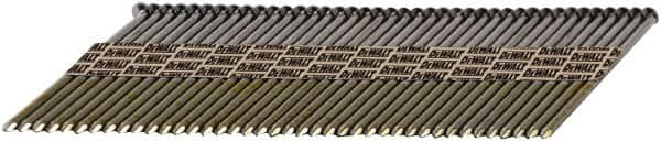 DeWALT - 30 Gauge 0.131" Shank Diam 3-1/4" Long Framing Nails for Power Nailers - Steel, Galvanized Finish, Smooth Shank, Angled Stick Paper Tape Collation, Round Head, Diamond Point - Benchmark Tooling