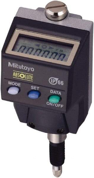 Mitutoyo - 0 to 5.6mm Range, 0.0005 & 0.00005" Graduation, Electronic Drop Indicator - Accurate to 0.00012", LCD Display - Benchmark Tooling